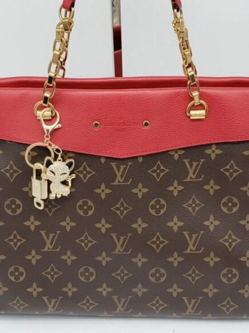 Louis Vuitton Gold Padlock Key 🔒 Authentic LV Charm + Unbranded Cat Keychain